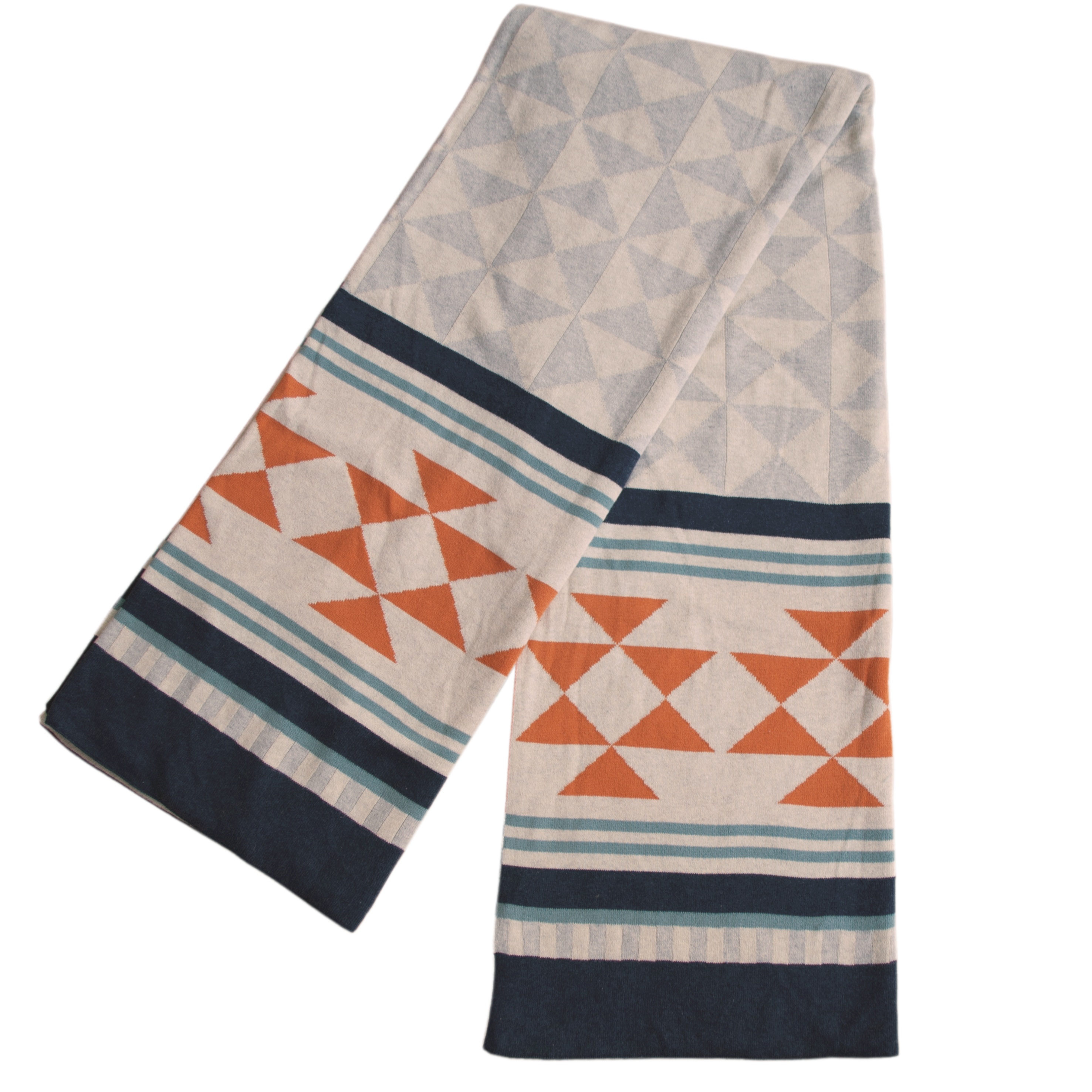 Kuschelige Iben Strickdecke in Blau und Orange von Funky Doris